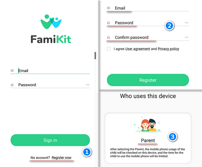register FamiKit on parent device