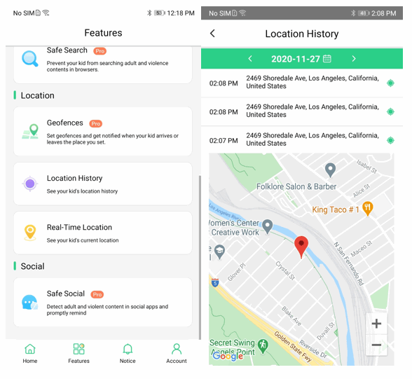 FamiKit trackS kid's Android live location