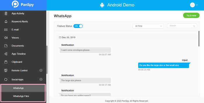 track WhatsApp messages on Samsung Galaxy S21