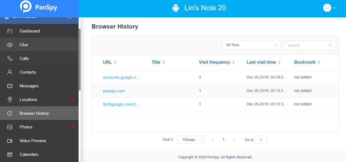 view borwser histories without physical access with PanSpy